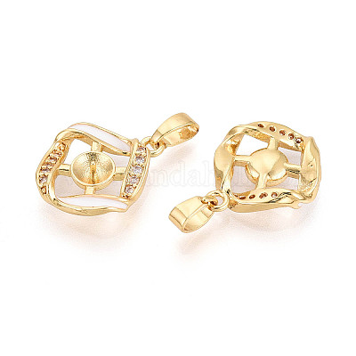 Латунный микро-паве кубический кубик циркония жемчужина KK-T079-08G-1