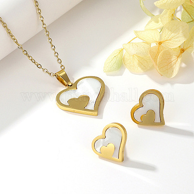 Комплекты из серег-гвоздиков и ожерелий с подвесками из нержавеющей стали 304 и акрила FS-WGD84E7-02-1