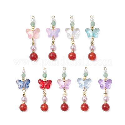 Подвески из натурального сердолика и стекла PALLOY-JF03192-1