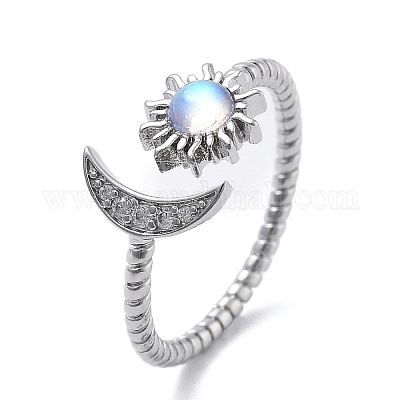 Открытые манжеты из латуни с микропаве и прозрачным цирконием для женщин RJEW-S402-03P-1