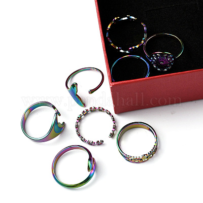 8 шт. набор из 8 колец-манжет в виде сердца RJEW-FS0001-04-1