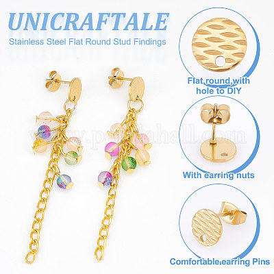 24 шт. 6 стиля ионного покрытия (IP) 304 нержавеющая сталь плоские круглые выводы штифта STAS-UN0050-65-1