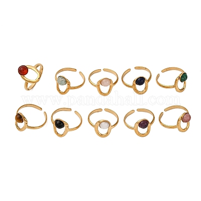 Регулируемые открытые манжетные кольца из нержавеющей стали 304 RJEW-A071-12G-1