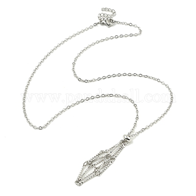 Устойчивый к потускнению 304 нержавеющая сталь кабель цепь макраме мешочек пустой держатель камней для изготовления подвесок ожерелий NJEW-TA00118-01-1