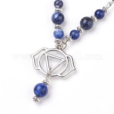 Натуральные ожерелья содалит подвесные NJEW-P191-B06-1