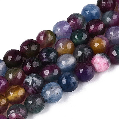 Окрашенные природные белый нефрит бисер пряди G-T139-8mm-60-08-1