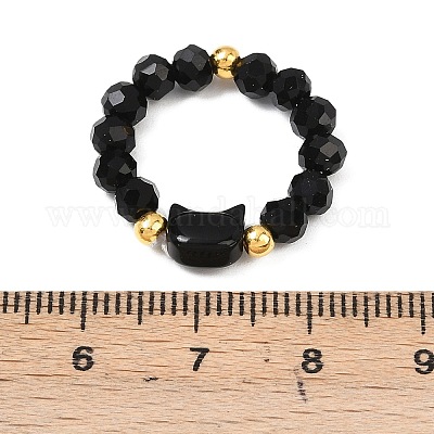 1 шт. стеклянные бусины в форме кошки кольца на палец WG1374D-01-1