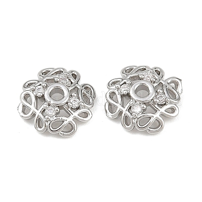 Колпачки для бусин из прозрачного кубического циркония из латуни KK-K407-44P-1