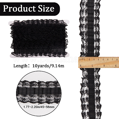 10 ярд полиэстеровой плиссированной цветочной кружевной отделки OCOR-GF0003-88B-1