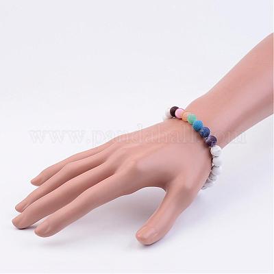 Природные Howlite и драгоценный камень бисер стрейч браслеты BJEW-JB02510-02-1