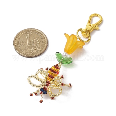 Пчелы стеклянные бусины ручной работы подвески украшения HJEW-MZ00069-01-1