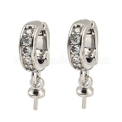 Дужка для подвески из латуни микро паве с прозрачным кубическим цирконием KK-G490-11P-1