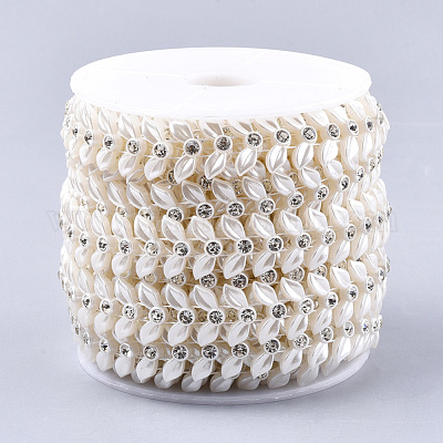 Абс пластика имитация жемчуга бисером отделка гирляндой AJEW-S073-18-1