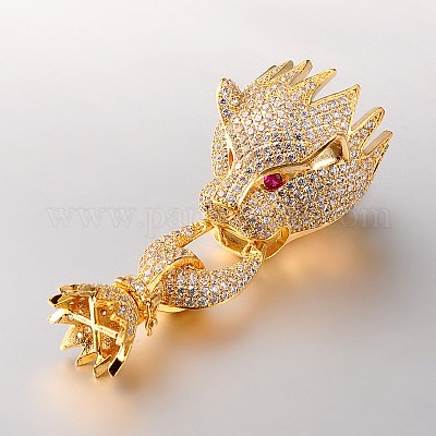 Модные латунные микро проложить кубического циркония раз за застежками ZIRC-M047-G-RS-1