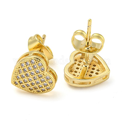 Серьги-гвоздики из латуни с микропаве и цирконием EJEW-D103-01C-G-1