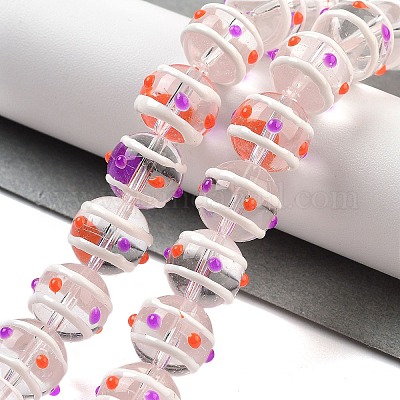 Стеклянные бусины с эмалевыми нитями GLAA-M047-01B-1