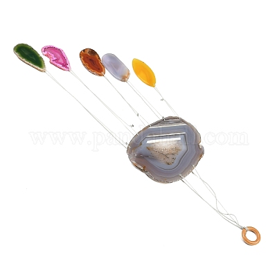 Подвески с колокольчиками из дерева и натурального агата HJEW-H054-03-1