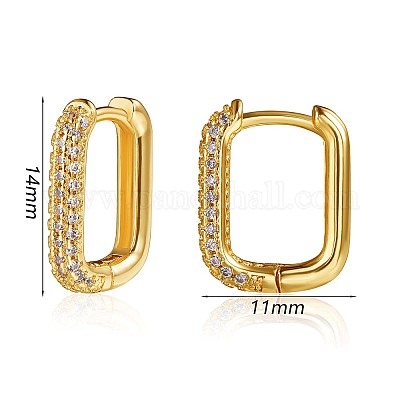 Прямоугольные серьги-кольца с кубическим цирконием JE929A-01-1