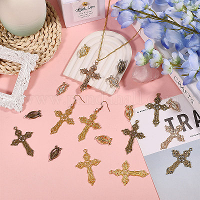 84 шт. 6 стиля сплава люстра компоненты звенья и подвески комплекты фурнитуры для изготовления четок бусины ювелирные изделия FIND-CA0010-60-1