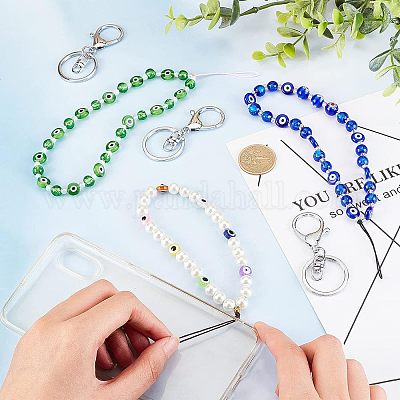 3 шт. 3 стиля стеклянный жемчуг и лэмпворк и стеклянные бусины мобильные ремни KEYC-OC0001-19-1