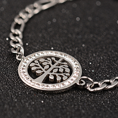 Браслеты из нержавеющей стали 304 «дерево жизни» BJEW-L576-22P-1