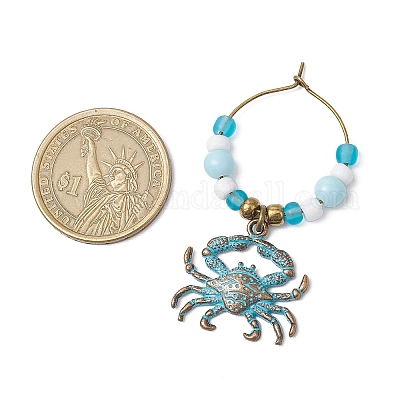 Подвески для бокалов из сплава морских животных AJEW-JO00259-1