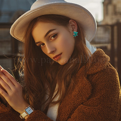 6 пара двухцветных серег-гвоздиков со сверкающими стразами и штифтами из сплава EJEW-AN0004-32-1