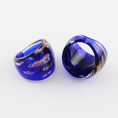 Ручной золотой песок тысячецветник бусины кольца RJEW-Q150-M16-B-1