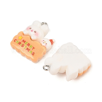 Подвески из непрозрачной смолы в виде кролика на рождественскую тематику RESI-S08-04E-1