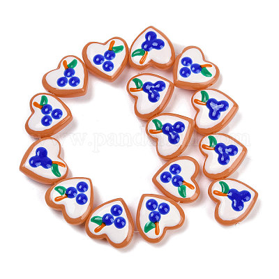 Нити бусин-лэмпворк в форме сердца ручной работы LAMP-P069-04B-03-1