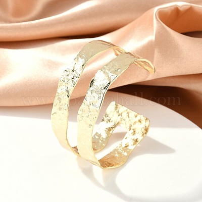 Латунный браслет с открытой манжетой для женщин BJEW-A137-01G-1