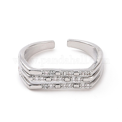 Прозрачное кубическое циркониевое тройное открытое кольцо-манжета RJEW-E072-09P-1
