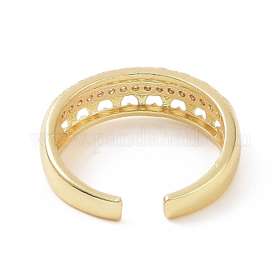 Кольцо-манжета с открытым сердцем из прозрачного кубического циркония RJEW-E072-05G-1