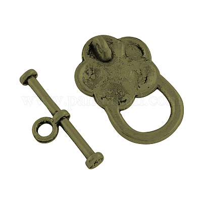 Тибетский стиль цветок Переключить застежками TIBE-2119-AB-NR-1