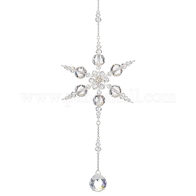 Стеклянные подвески в виде снежинок HJEW-TA00237-1