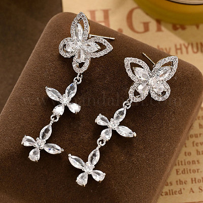 Серьги-гвоздики из латуни с прозрачным кубическим цирконием FS-WG3FB92-01-1