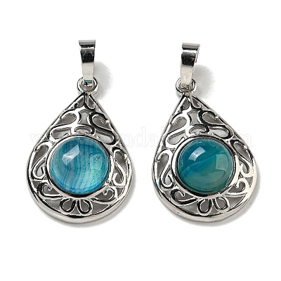 Подвески с натуральным полосчатым агатом и дейдом G-Q158-05P-31-1