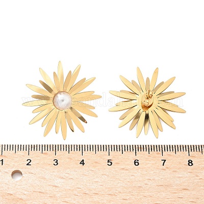 Серьги-гвоздики из нержавеющей стали 304 с имитацией жемчуга EJEW-Z098-20G-1