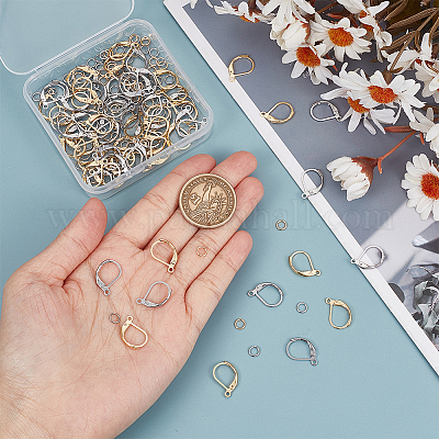 80 шт. 2-цветная фурнитура для сережек из нержавеющей стали 304 STAS-SP0001-14-1