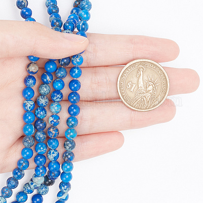 2 нити бусин из натуральной императорской яшмы G-AR0005-44B-1