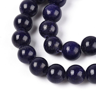 Нити круглых бусин из натурального окрашенного нефрита машан G-T139-8mm-67H-1