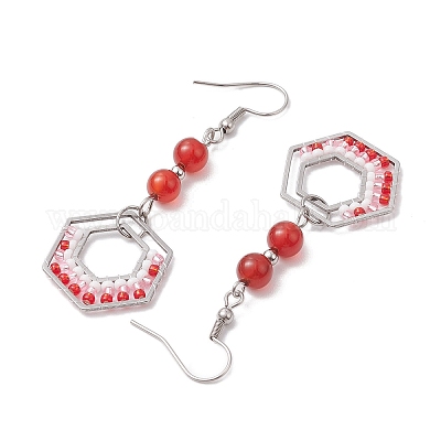 Серьга-подвеска с кольцом из нержавеющей стали 304 EJEW-MZ00132-1