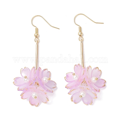 Серьги с подвесками из акрилового цветка EJEW-TA00638-1