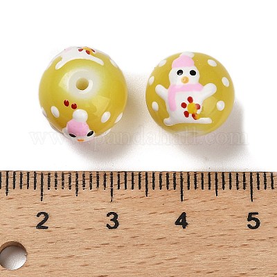 Рождественская тема выпечка расписные стеклянные бусины LAMP-I028-08B-1