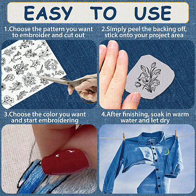 Эскиз рисунка на флизелиновой основе для вышивания DIY-WH0538-013-1