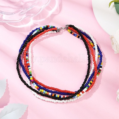 3 шт. 3 стиля ожерелья из многорядных бусин из богемского стекла для женщин NJEW-JN05354-1