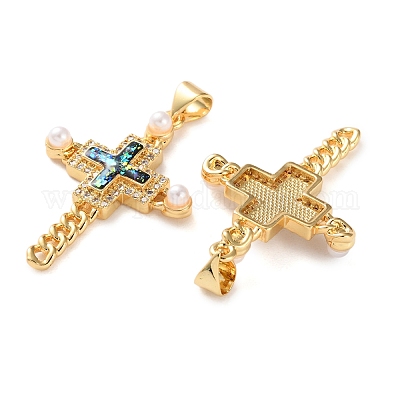 Латунные микропаве прозрачные кубические циркониевые подвески KK-S048-02G-1