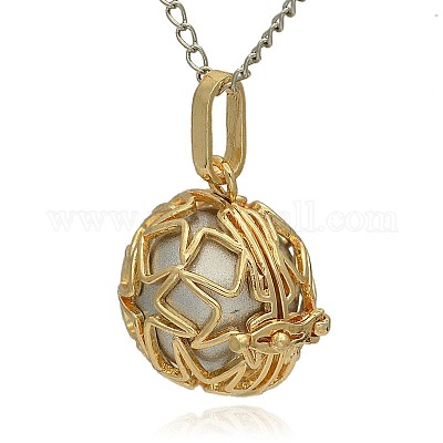 Золотой тон латунь полые круглые подвески KK-J231-10G-1