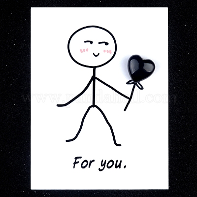 Украшения из натурального обсидиана в виде сердца PW-WGB97A3-10-1