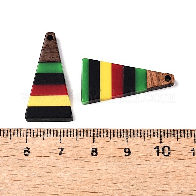 Подвески из ямайской цветной эпоксидной смолы и орехового дерева RESI-N039-122L-1